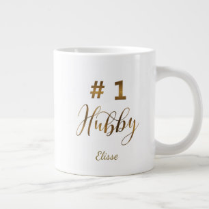 Gulfennummer 1 - Hubby Typografi Monogram Jumbo Mugg