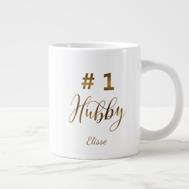 Gulfennummer 1 - Hubby Typografi Monogram Jumbo Mugg (Höger)