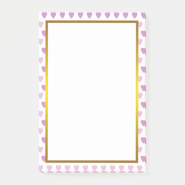 Gulfenolja Lila Kärlek Heart Mönster Post-it Block (Framsida)