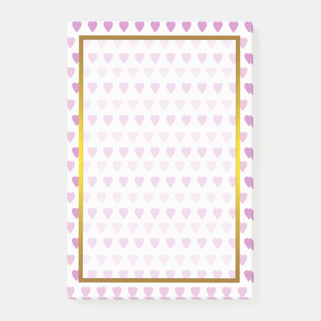 Gulfenolja Lila Kärlek Heart Mönster Valentine Post-it Block (Framsida)