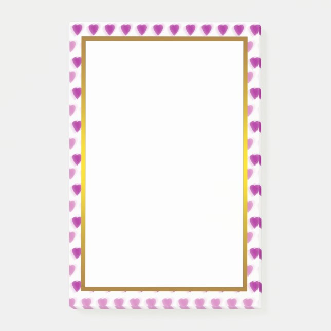 Gulfenolja Rosa Kärlek Heart Mönster Valentine Post-it Block (Framsida)