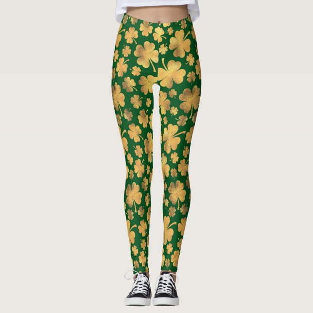 Gulfenshamrocks Lucky Klöver St. Paddy's Day Leggings (Framsida)