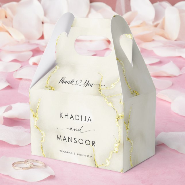 Gulffenad marble Struktur Bröllop Tack Presentaskar (Bröllop)