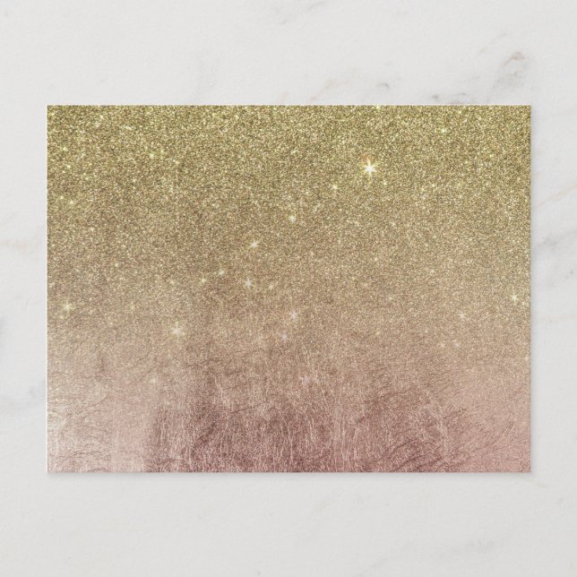 Gulfhaveriet guld Glitter och Rosa ros Vykort (Framsida)