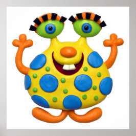 Gulfläckig monster baby boy shower barn poster