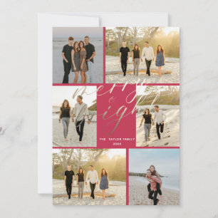 Gulfolja med Rosa Play Merry och Bright Julkort