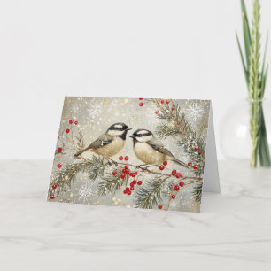 Gulfolja och Glitter Chickadees med Snö Kort