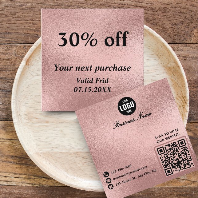 Gulfoljans QR-kod, förmånskvitton för utfall Rabattkort (Gold Foil QR Code Loyalty Discount Cards for Beauty Professionals)