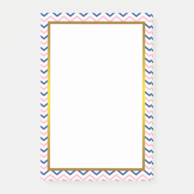 Gulfoljans Rosa Chevron Zigzag Mönster Post-it Block (Framsida)