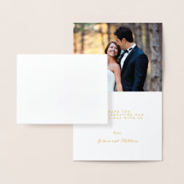Gulfoljefält Hand Lettered Bröllop Tack Photo Folierat Kort