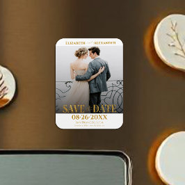 Gulfoljekalligrafi Spara datumfoto Magnet