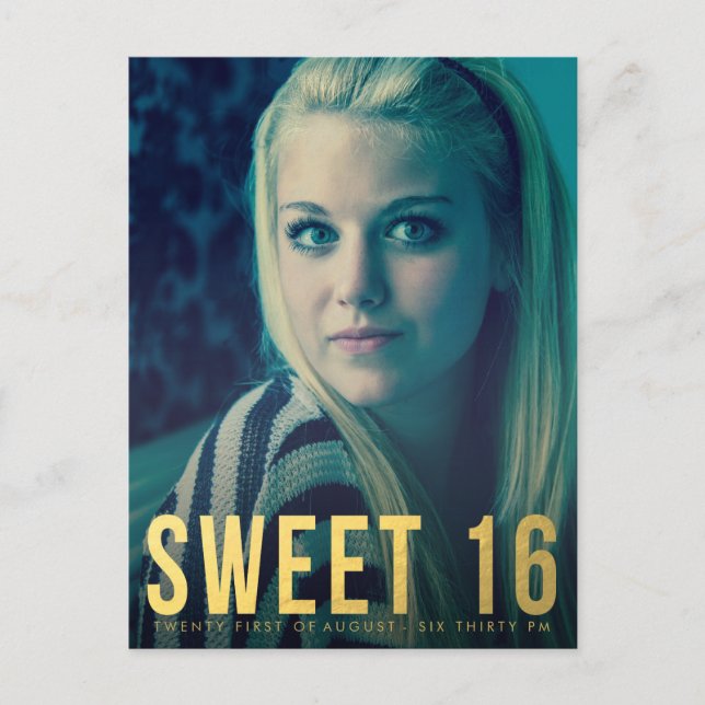 Gulfoljesockt 16 Party fotovykort Inbjudan Vykort (Framsida)