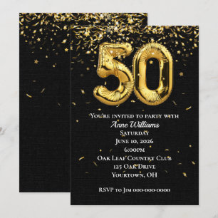 Gulfplattor 50:e Födelsedagsfest inbjudan
