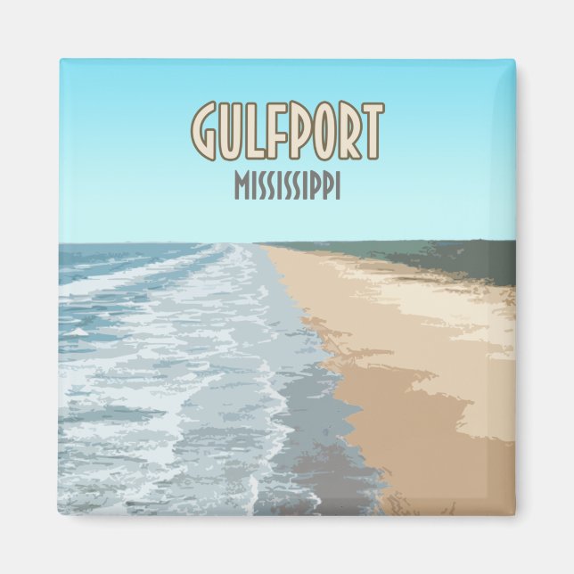 Gulfport Mississippi Beach Magnet (Framsidan)