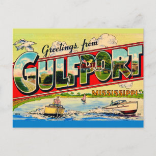 Gulfport Mississippi Retro Hälsningar Postkort Vykort