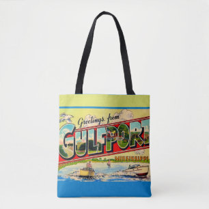 Gulfport Mississippi Retro vykort Tygkasse