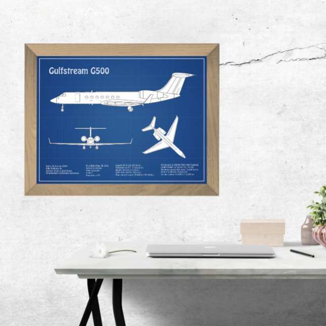 Gulfstream G500 - Flygplanets plan för blåkopia AB Fototryck (Skapare uppladdad)