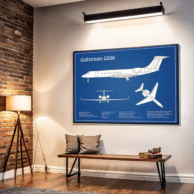 Gulfstream G500 - Flygplanets plan för blåkopia AB Poster (Skapare uppladdad)