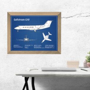 Gulfstream G-IV - Flygplanets blåplaneringsplaner Fototryck