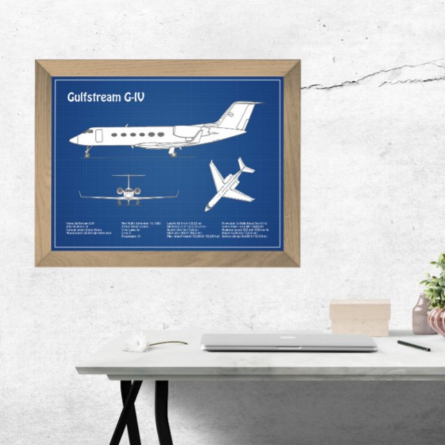 Gulfstream G-IV - Flygplanets blåplaneringsplaner  Fototryck (Skapare uppladdad)