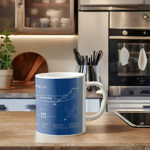Gulfstream G-IV - Flygplanets plan för blåkopia AD Kaffemugg