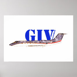 Gulfstream GIV Privatjet med fet typografi Poster