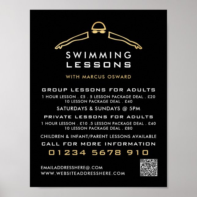 Gulfswimmer-ikon, simming Lesson Advert Poster (Framsidan)