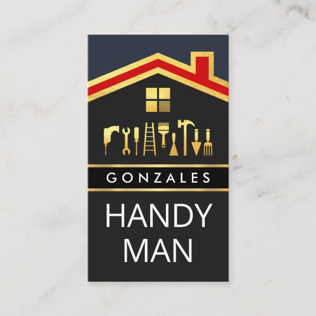 Gulft Tak Med Handymans Verktyg Visitkort (Framsida)