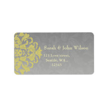 "gulgrå" etikett för returadress med elegans