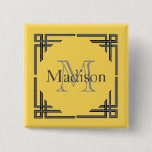 Gulgrå geometrisk rand monogramnamn