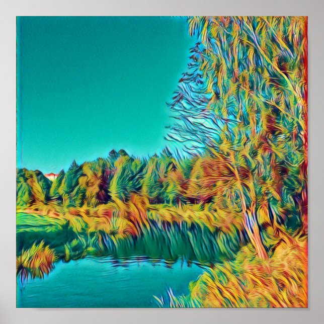 Gulgrön landskapsaffisch för landsbygd poster (Framsidan)