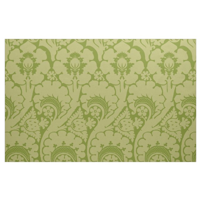 Gulgrön renässansblomma tyg (Fat Quarter)