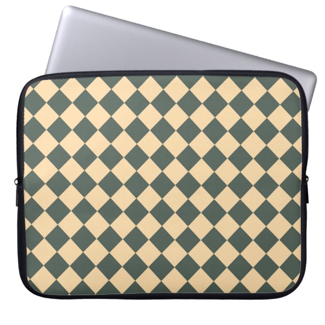 Gulgrön rutig diamantmönster laptop fodral (Framsidan)