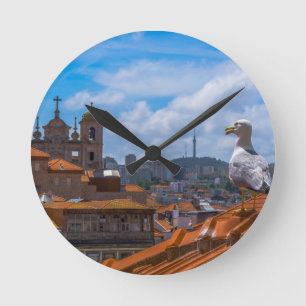 Gull Birds Öga View Roofta ops of Portugal Rund Klocka