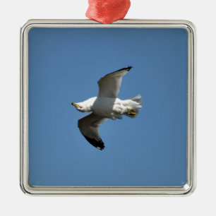 Gull Flies Upside Down Funny Wildlife-fotografi Julgransprydnad Metall