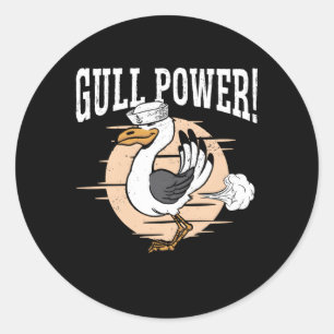 Gull Power Whisperer Bird Seabird Fiskmås Runt Klistermärke
