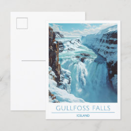 Gullfoss Falls Island Travel Vykort