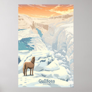 Gullfoss vattenfall Island resa affisch