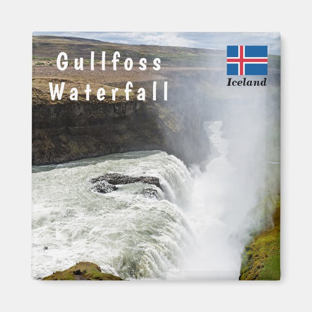 Gullfoss vattenfall - Sydvästra Island Magnet (Framsidan)