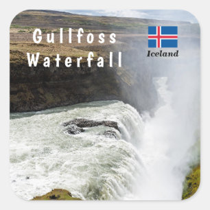 Gullfoss vattenfall - sydvästra Islandet Fyrkantigt Klistermärke
