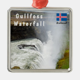 Gullfoss vattenfall - sydvästra Islandet Julgransprydnad Metall
