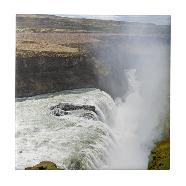 Gullfoss vattenfall - sydvästra Islandet Kakelplatta (Framsidan)