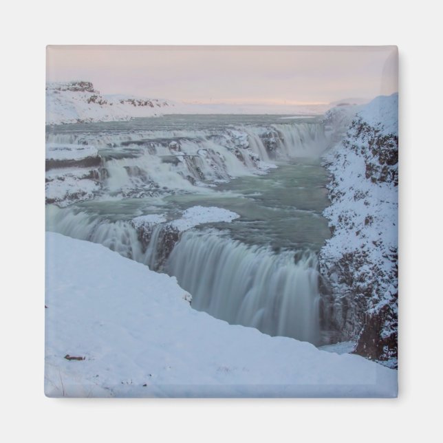 Gullfoss Waterfall i Island Magnet (Framsidan)