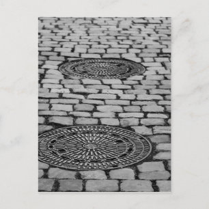 Gullideckel Manhole Paves Stones Cobiled Road Vykort
