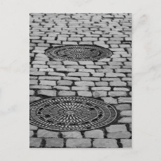Gullideckel Manhole Paves Stones Cobiled Road Vykort