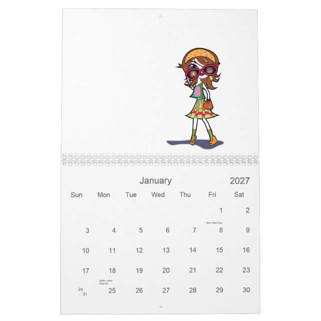 Gullig 2012 kalender (Jan 2027)