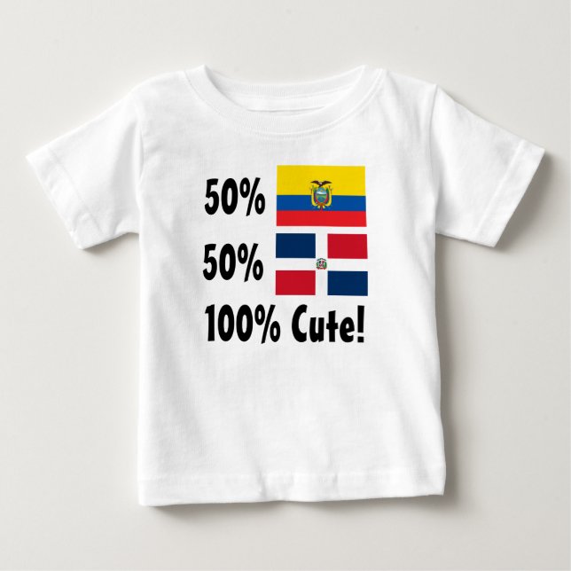 Gullig 50% ecuadoriansk 50% dominikan 100% t shirt (Framsida)