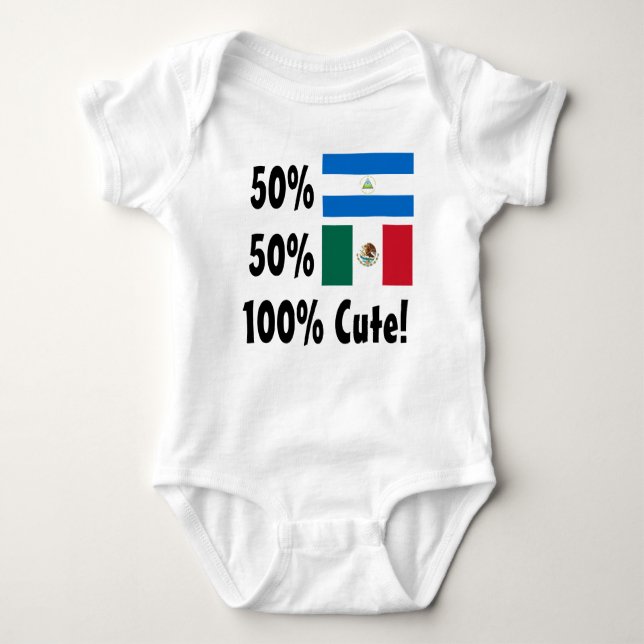 Gullig 50% nicaraguansk 50% mexikan 100% tee shirt (Framsida)