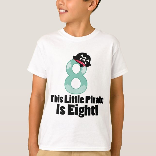 Gullig 8th födelsedagpiratskjorta för pojkar tee shirt (Framsida)