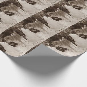 gullig akita kyssande snögubbesnowdog presentpapper
